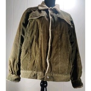 Vintage Chaps  Brown Corduroy Sherpa Lined Snap Front Jacket Men's Size M